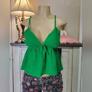 Green Spaghetti Strap Top